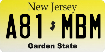 NJ license plate A81MBM