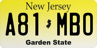 NJ license plate A81MBO