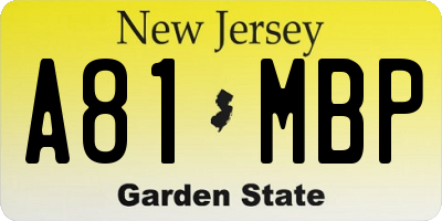 NJ license plate A81MBP