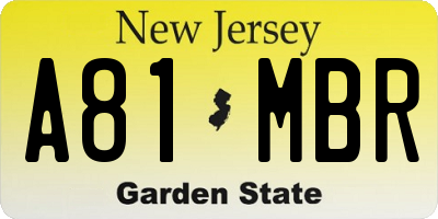 NJ license plate A81MBR