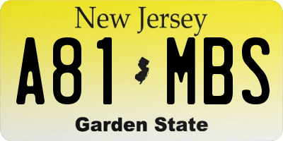 NJ license plate A81MBS