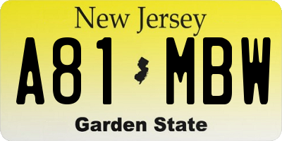 NJ license plate A81MBW