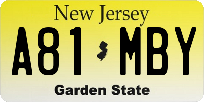 NJ license plate A81MBY