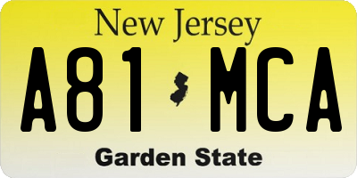 NJ license plate A81MCA