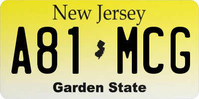 NJ license plate A81MCG