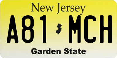 NJ license plate A81MCH