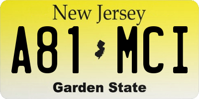NJ license plate A81MCI