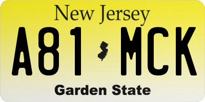 NJ license plate A81MCK
