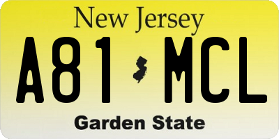 NJ license plate A81MCL