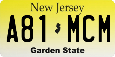 NJ license plate A81MCM