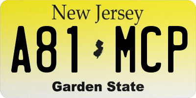 NJ license plate A81MCP