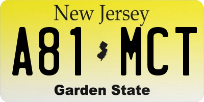 NJ license plate A81MCT