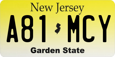 NJ license plate A81MCY