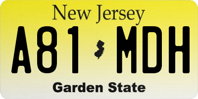 NJ license plate A81MDH