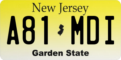 NJ license plate A81MDI