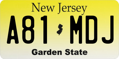 NJ license plate A81MDJ