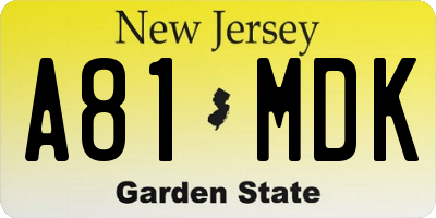 NJ license plate A81MDK