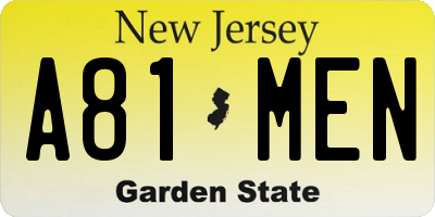 NJ license plate A81MEN