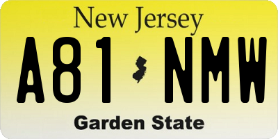 NJ license plate A81NMW