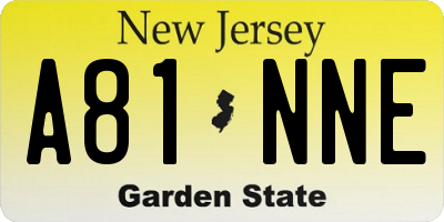 NJ license plate A81NNE