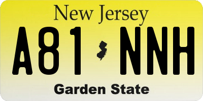 NJ license plate A81NNH