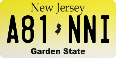 NJ license plate A81NNI