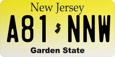 NJ license plate A81NNW