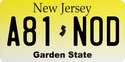NJ license plate A81NOD