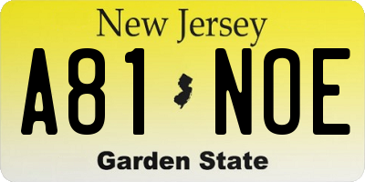 NJ license plate A81NOE