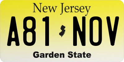 NJ license plate A81NOV