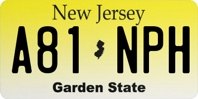 NJ license plate A81NPH