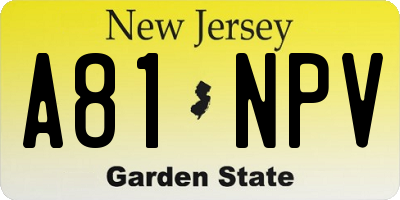NJ license plate A81NPV
