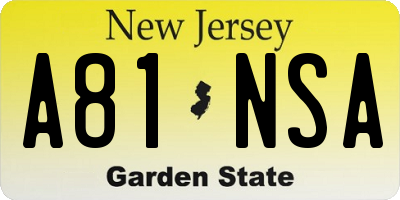 NJ license plate A81NSA