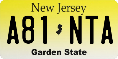 NJ license plate A81NTA