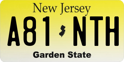 NJ license plate A81NTH