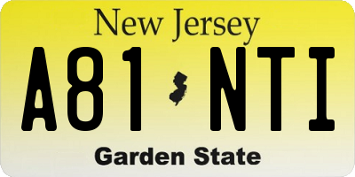 NJ license plate A81NTI