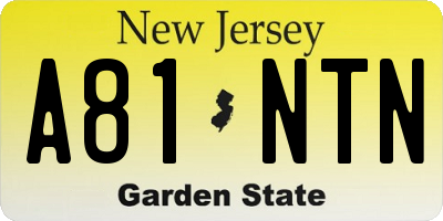 NJ license plate A81NTN