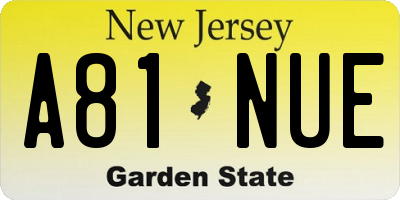 NJ license plate A81NUE