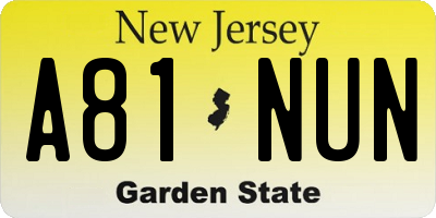 NJ license plate A81NUN