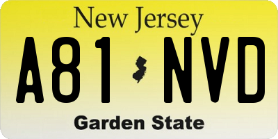 NJ license plate A81NVD