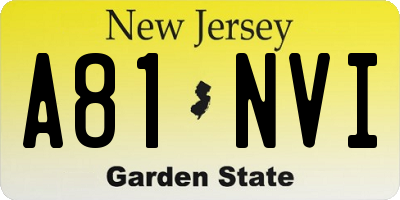 NJ license plate A81NVI
