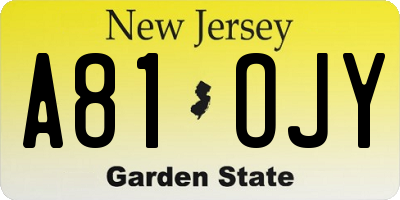NJ license plate A81OJY