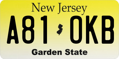 NJ license plate A81OKB