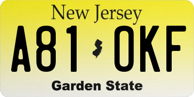 NJ license plate A81OKF