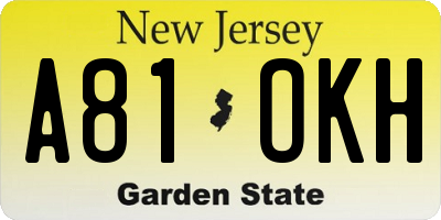 NJ license plate A81OKH