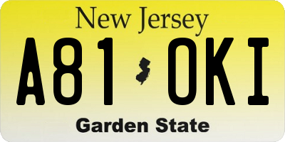NJ license plate A81OKI