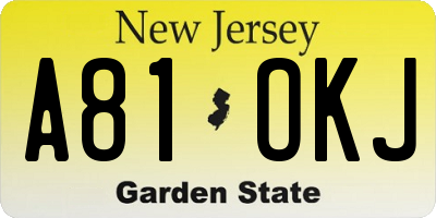 NJ license plate A81OKJ