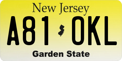 NJ license plate A81OKL
