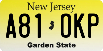 NJ license plate A81OKP