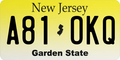NJ license plate A81OKQ